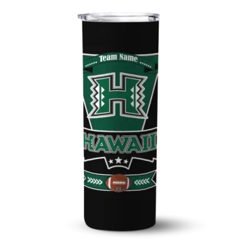 Personalized Hawaii Rainbow Warriors Helmet Belt Green Black Skinny Tumbler
