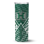 personalized-hawaii-rainbow-warriors-monogram-burst-green-white-skinny-tumbler-best-selling-1.webp