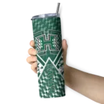 personalized-hawaii-rainbow-warriors-monogram-burst-green-white-skinny-tumbler-best-selling.webp