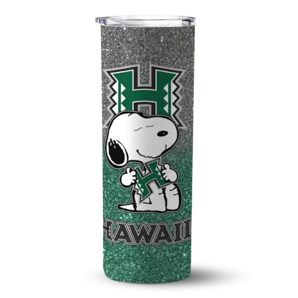 personalized hawaii rainbow warriors snoopy attitude green skinny tumbler best selling
