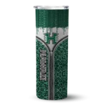 personalized-hawaii-rainbow-warriors-sparkle-drip-green-skinny-tumbler-best-selling.webp