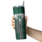 personalized-hawaii-rainbow-warriors-sparkle-drip-green-skinny-tumbler-best-selling.webp