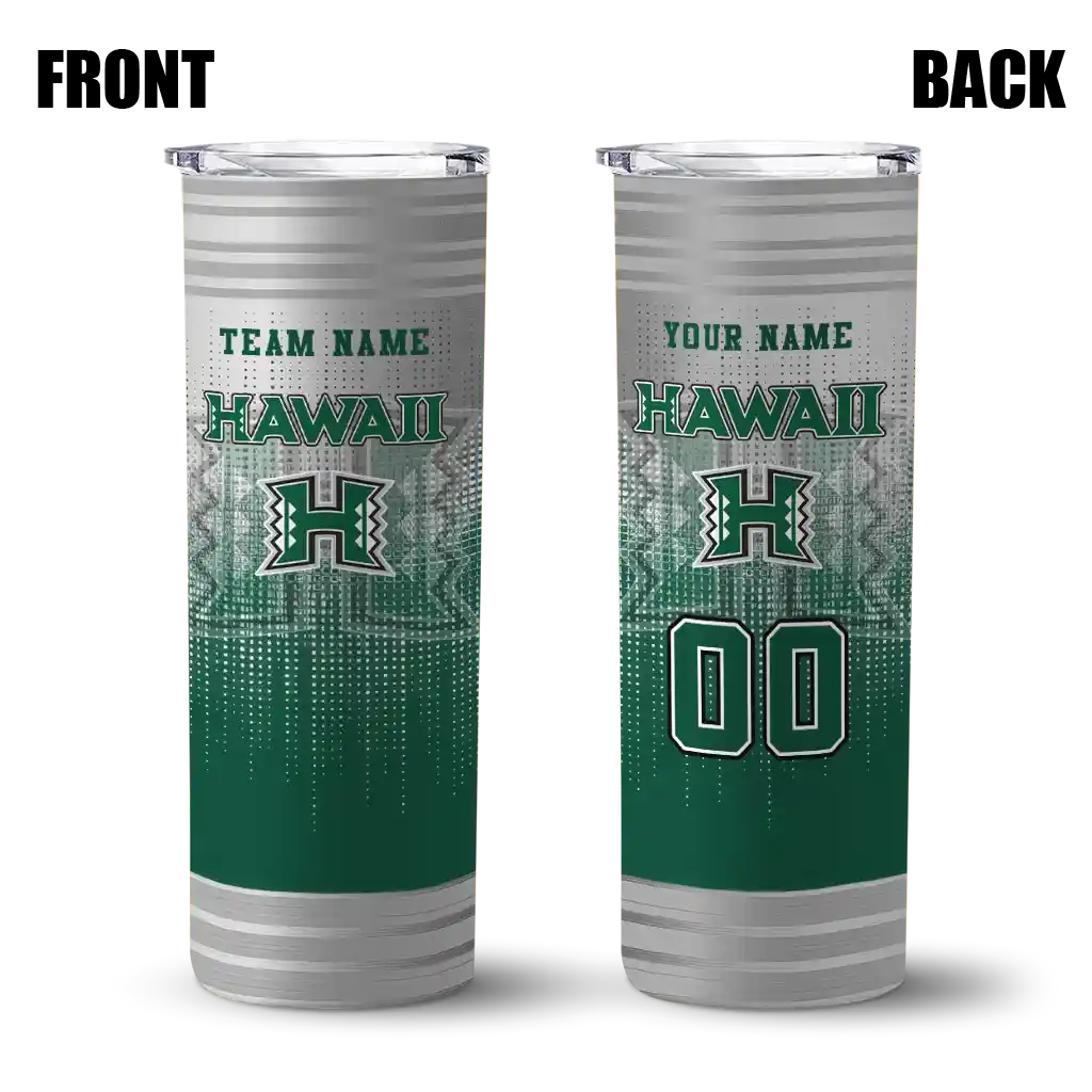 personalized-hawaii-rainbow-warriors-swirl-texture-green-skinny-tumbler-fashion-forward.webp
