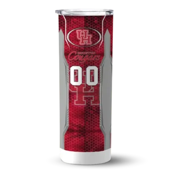 Personalized Houston Cougars Stacked Diamond Red Skinny Tumbler