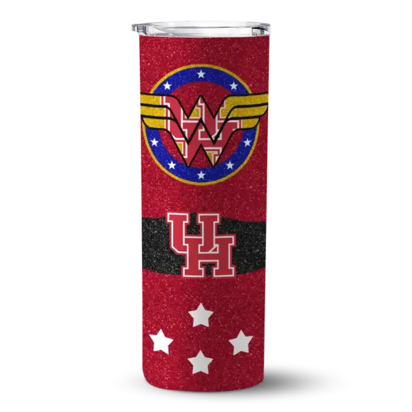 personalized houston cougars star cluster red skinny tumbler best selling