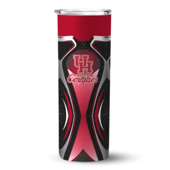 Personalized Houston Cougars Superman Emblem Red Black Skinny Tumbler