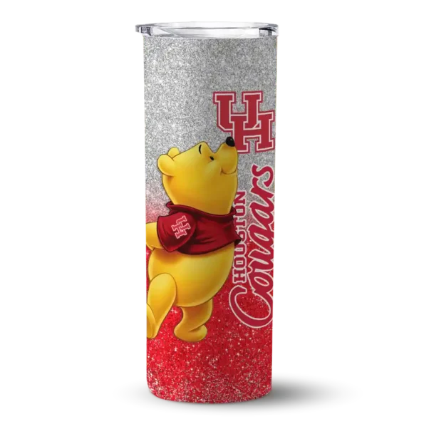 personalized houston cougars winnie the pooh red gray skinny tumbler best selling