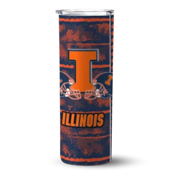 Personalized Illinois Fighting Illini Chevron Patch Blue Skinny Tumbler