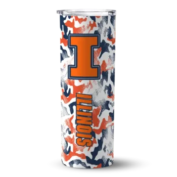 Personalized Illinois Fighting Illini Claw Marks Blue White Skinny Tumbler