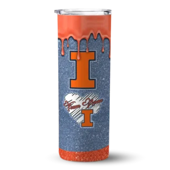 Personalized Illinois Fighting Illini Pixel Fade Blue Skinny Tumbler