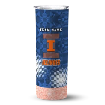 Personalized Illinois Fighting Illini Starburst Tiles Blue Skinny Tumbler