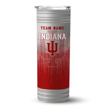 Personalized Indiana Hoosiers Swirl Texture Red Skinny Tumbler