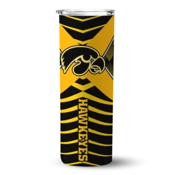 Personalized Iowa Hawkeyes Camo Texture Black Skinny Tumbler