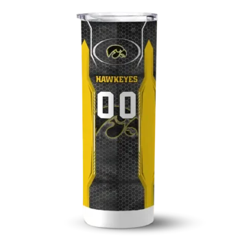Personalized Iowa Hawkeyes Stacked Diamond Black Skinny Tumbler