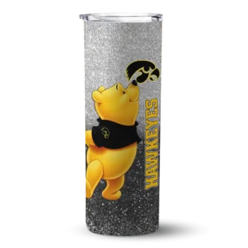 Personalized Iowa Hawkeyes Winnie the Pooh Black Gray Skinny Tumbler