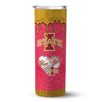 Personalized Iowa State Cyclones Pixel Fade Red Skinny Tumbler