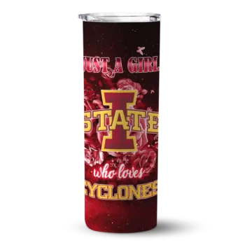 Personalized Iowa State Cyclones Rose Romance Red Black Skinny Tumbler