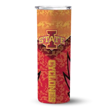Personalized Iowa State Cyclones Spiral Burst Print Red Skinny Tumbler