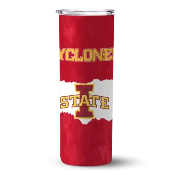 Personalized Iowa State Cyclones Torn Band Red White Skinny Tumbler