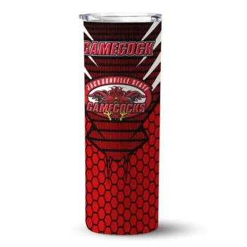 Personalized Jacksonville State Gamecocks Chevron Stripes Red Skinny Tumbler