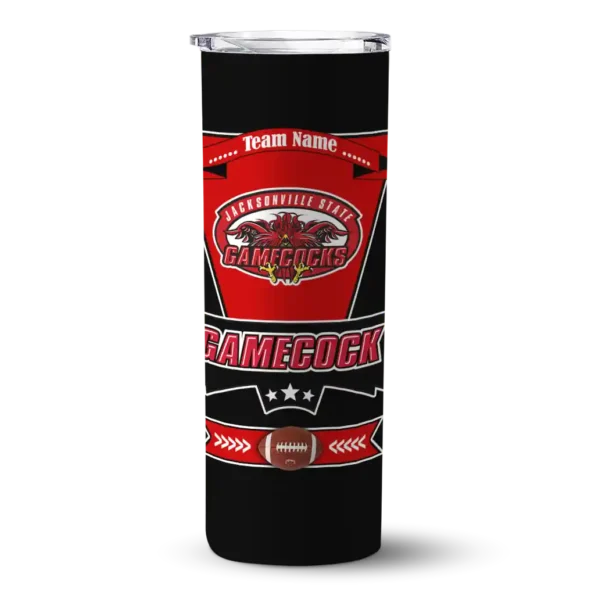 personalized jacksonville state gamecocks helmet belt red black skinny tumbler best selling