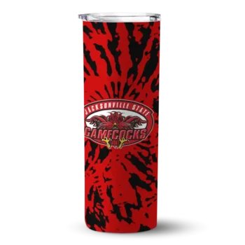 Personalized Jacksonville State Gamecocks Metallic Grid Red Skinny Tumbler