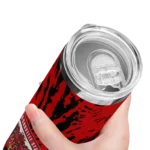 personalized-jacksonville-state-gamecocks-metallic-grid-red-skinny-tumbler-best-selling.webp