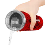personalized-jacksonville-state-gamecocks-metallic-grid-red-skinny-tumbler-best-selling.webp