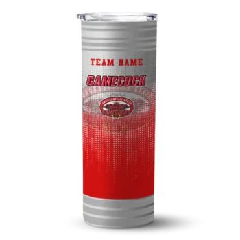 Personalized Jacksonville State Gamecocks Swirl Texture Red Skinny Tumbler