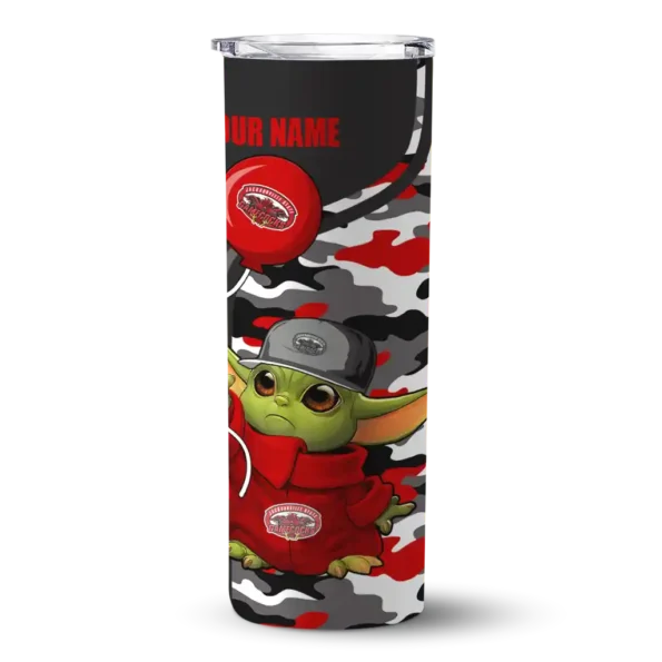personalized jacksonville state gamecocks yoda camo red black skinny tumbler best selling