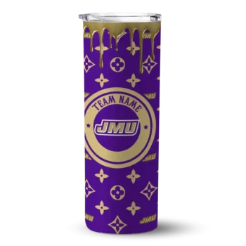 Personalized James Madison Dukes Camo Streak Purple Skinny Tumbler