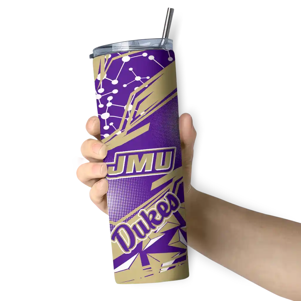 personalized-james-madison-dukes-helmet-clash-purple-skinny-tumbler-premium-grade.webp