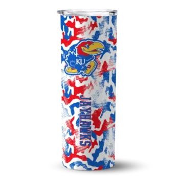 Personalized Kansas Jayhawks Claw Marks Blue White Skinny Tumbler