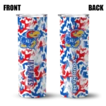 personalized-kansas-jayhawks-claw-marks-blue-white-skinny-tumbler-best-selling.webp