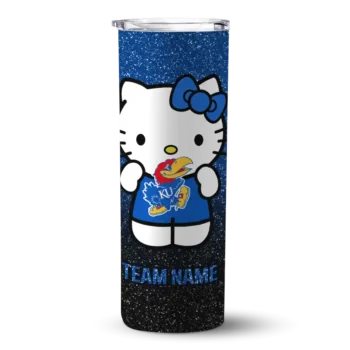 Personalized Kansas Jayhawks Hello Kitty Blue Black Skinny Tumbler