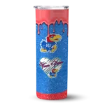 personalized-kansas-jayhawks-pixel-fade-blue-skinny-tumbler-best-selling-1.webp