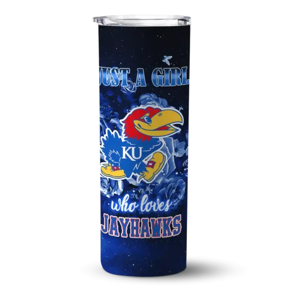 personalized kansas jayhawks rose romance blue black skinny tumbler best selling