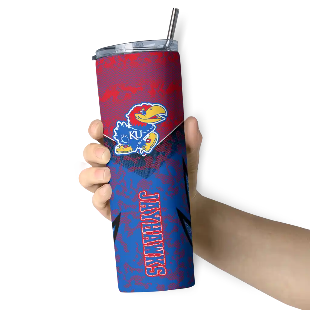 personalized-kansas-jayhawks-spiral-burst-print-blue-skinny-tumbler-premium-grade.webp
