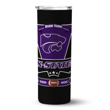 Personalized Kansas State Wildcats Helmet Belt Purple Black Skinny Tumbler
