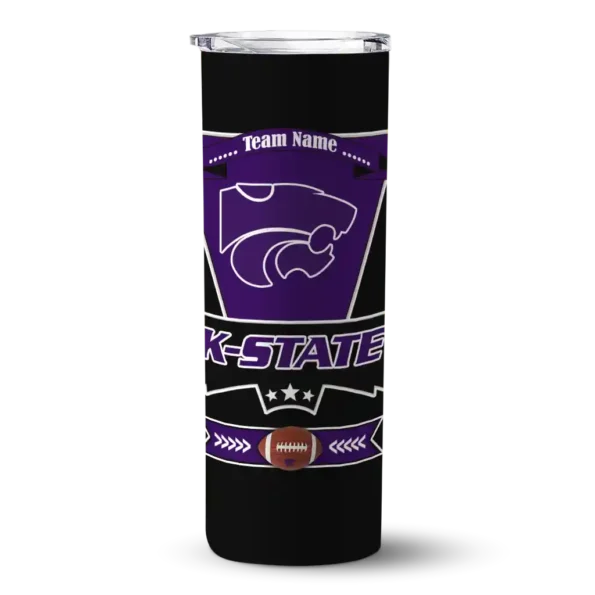 personalized kansas state wildcats helmet belt purple black skinny tumbler best selling