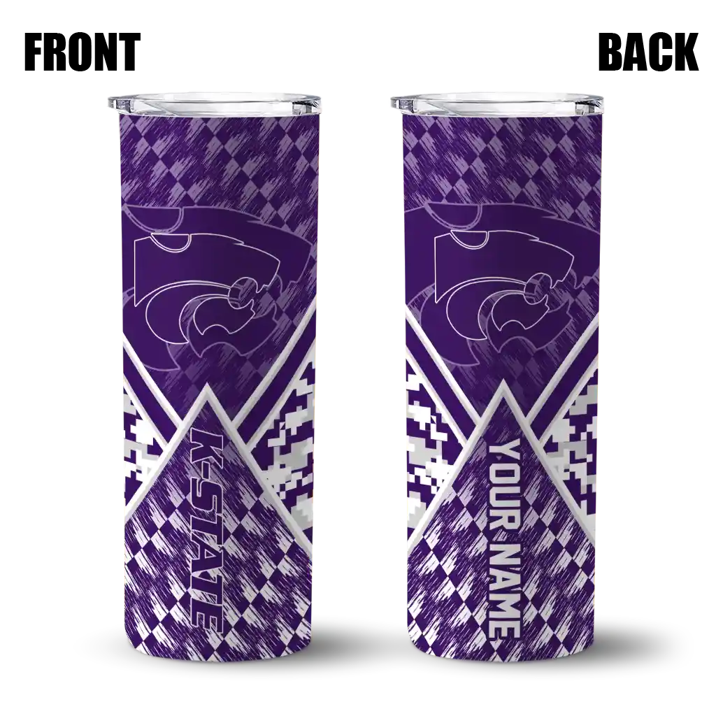 personalized-kansas-state-wildcats-monogram-burst-purple-white-skinny-tumbler-fashion-forward.webp