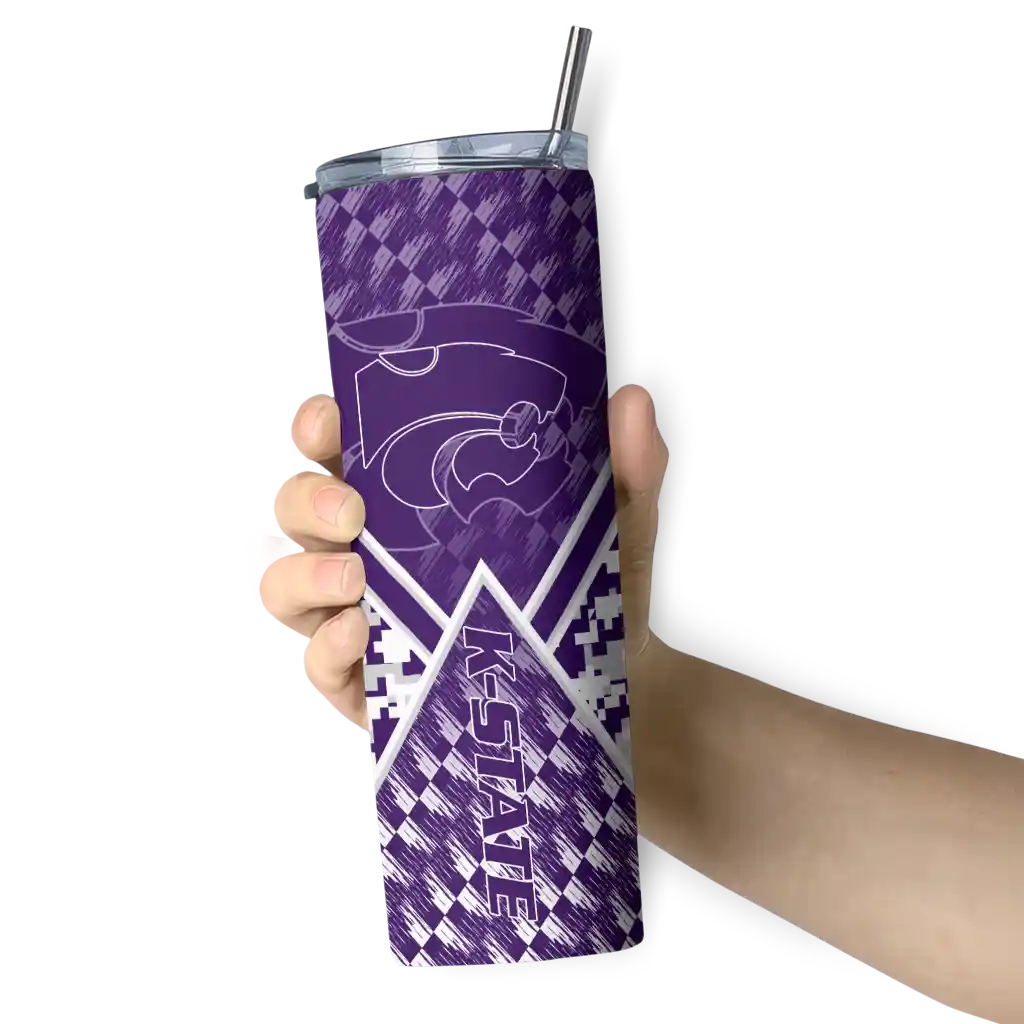 personalized-kansas-state-wildcats-monogram-burst-purple-white-skinny-tumbler-premium-grade.webp