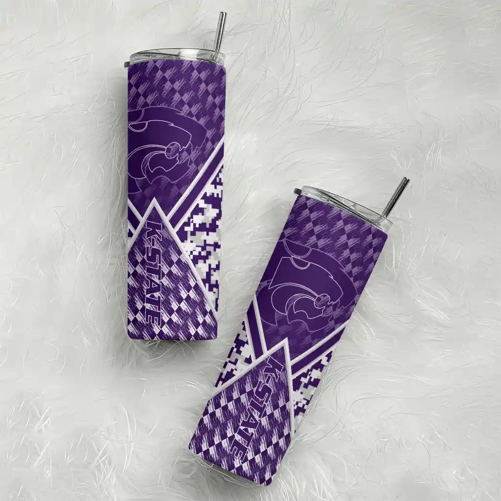 personalized-kansas-state-wildcats-monogram-burst-purple-white-skinny-tumbler-top-rated.webp