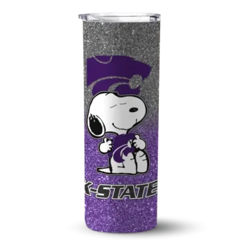 Personalized Kansas State Wildcats Snoopy Attitude Purple Skinny Tumbler