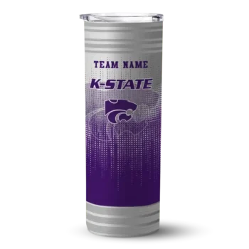 Personalized Kansas State Wildcats Swirl Texture Purple Skinny Tumbler