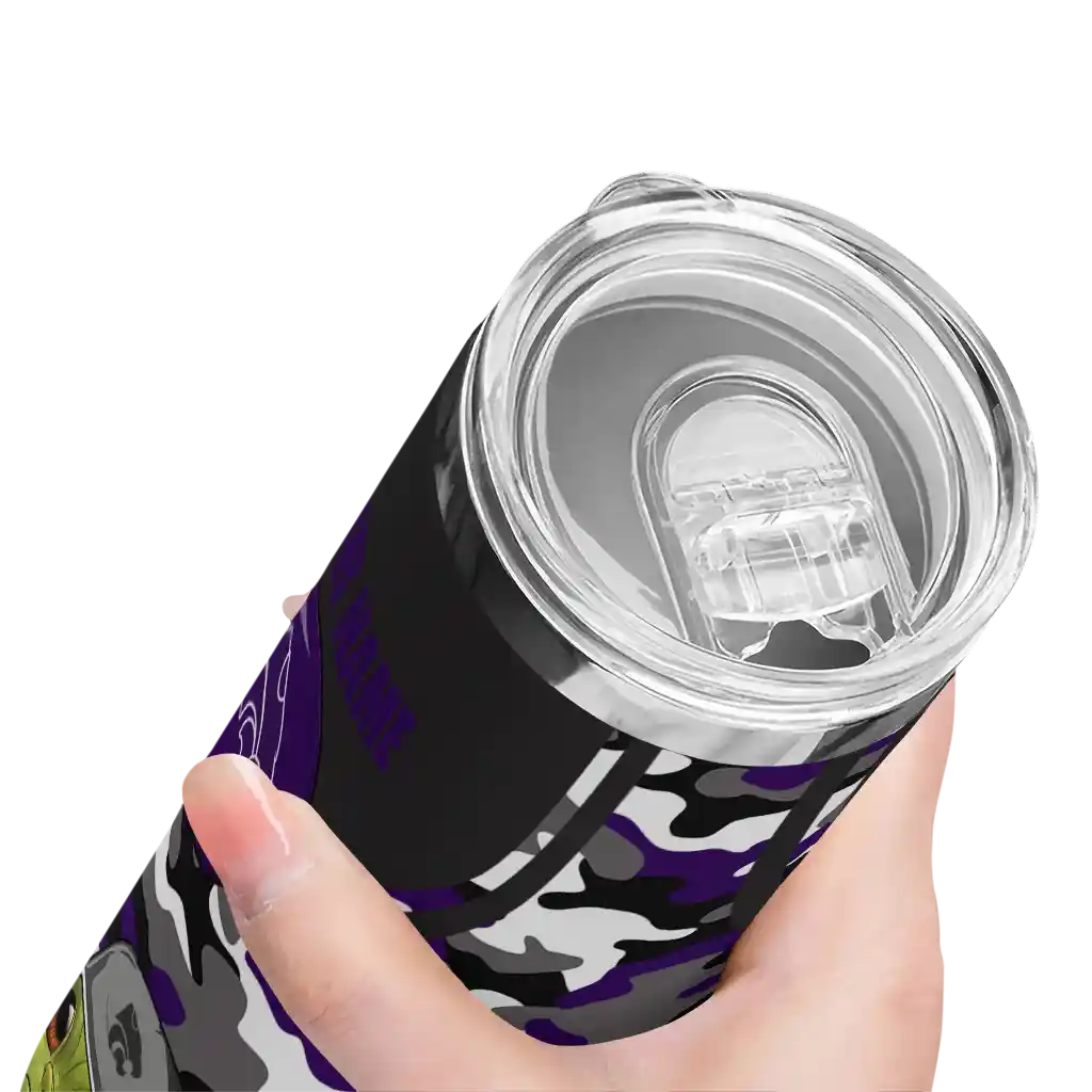 personalized-kansas-state-wildcats-yoda-camo-purple-black-skinny-tumbler-high-quality.webp