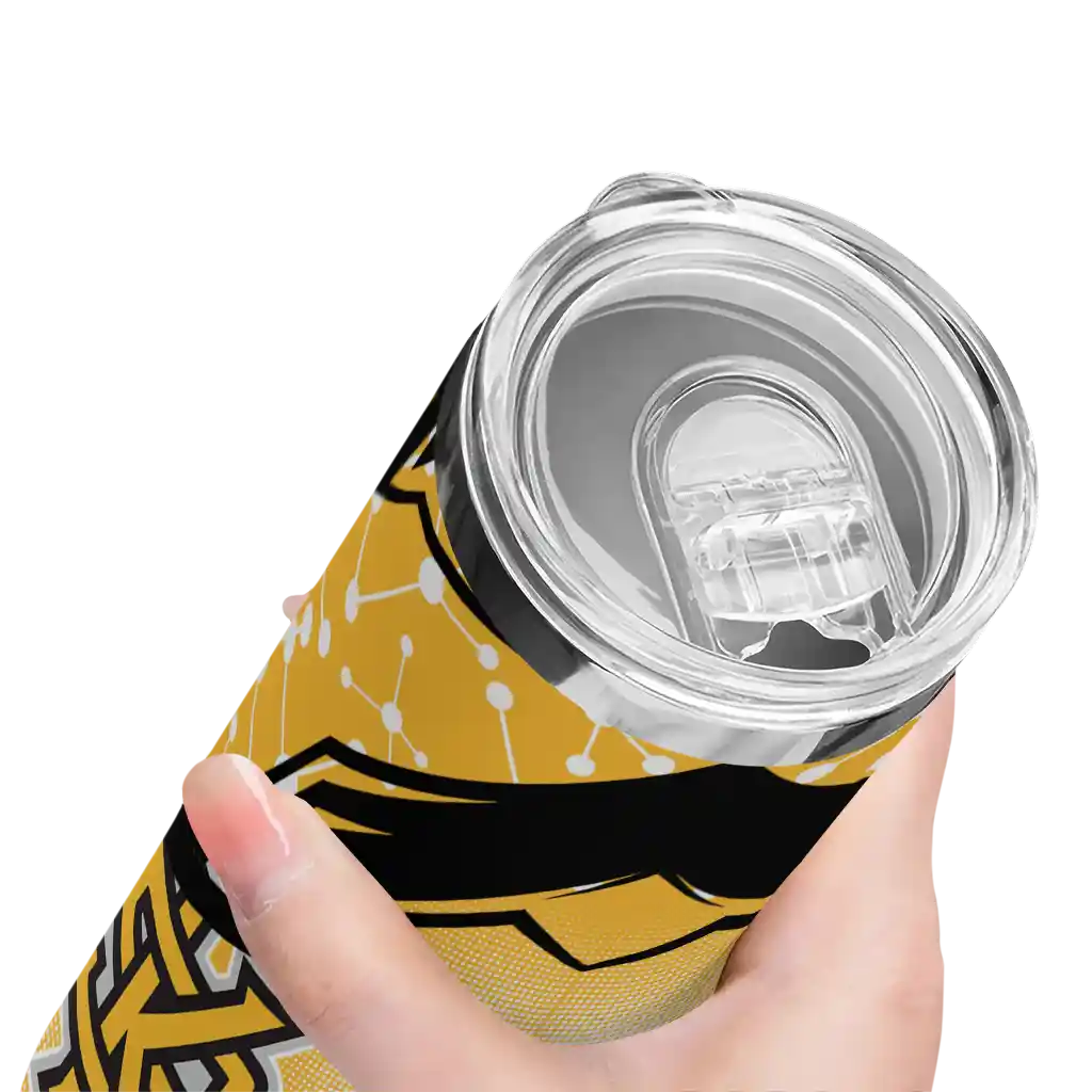 personalized-kennesaw-state-owls-helmet-clash-gold-skinny-tumbler-high-quality.webp