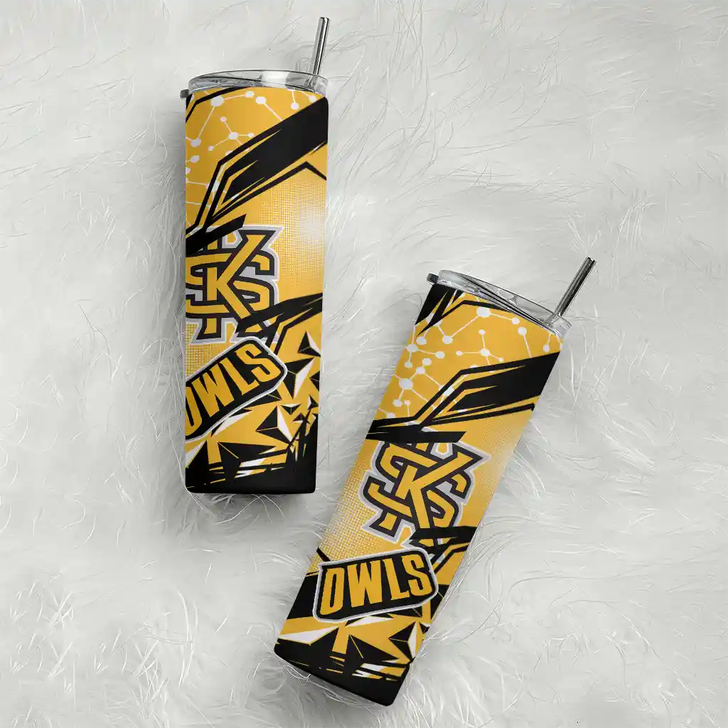 personalized-kennesaw-state-owls-helmet-clash-gold-skinny-tumbler-top-rated.webp
