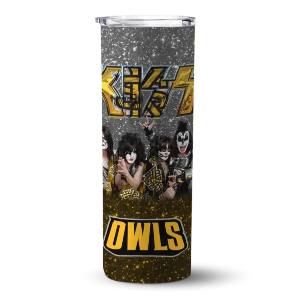 personalized kennesaw state owls kiss band black skinny tumbler best selling