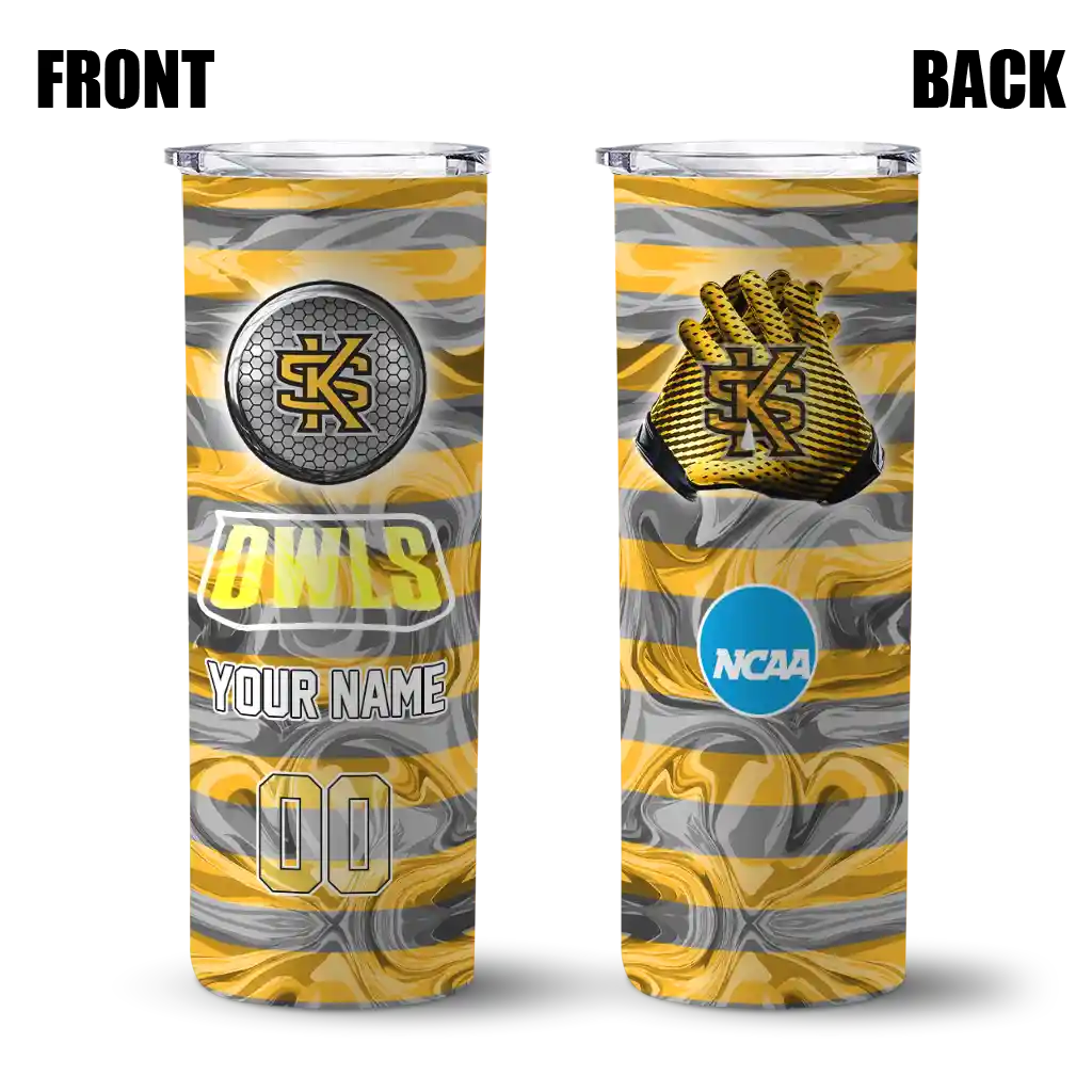 personalized-kennesaw-state-owls-patterned-waves-gold-skinny-tumbler-fashion-forward.webp